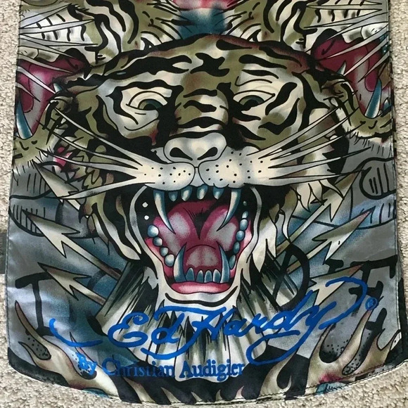 Ed Hardy by Christian Audigier, silk tiger print scarf - Picture 2 of 6
